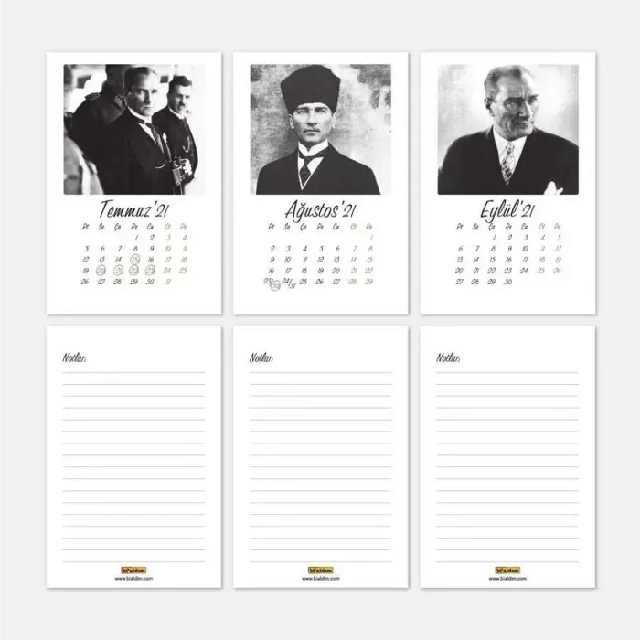 Atatürk Fotoğraflı 2027 Masa Takvimi - Siyah Beyaz
