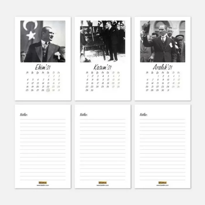 Atatürk Fotoğraflı 2027 Masa Takvimi - Siyah Beyaz