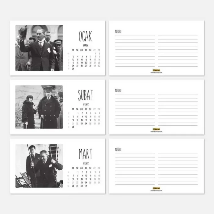 Atatürk Fotoğraflı 2027 Takvim Şövale Masa Takvimi
