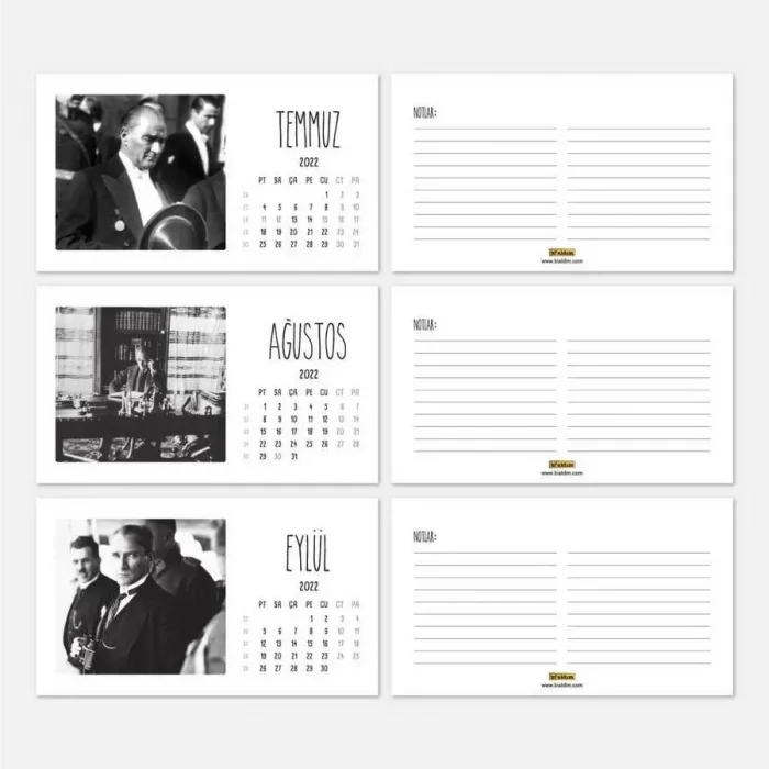 Atatürk Fotoğraflı 2027 Takvim Şövale Masa Takvimi