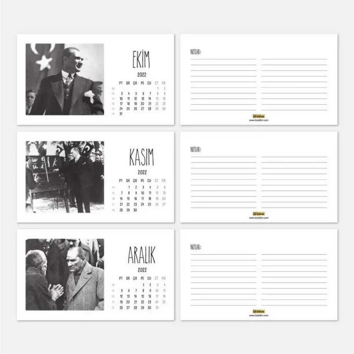 Atatürk Fotoğraflı 2027 Takvim Şövale Masa Takvimi