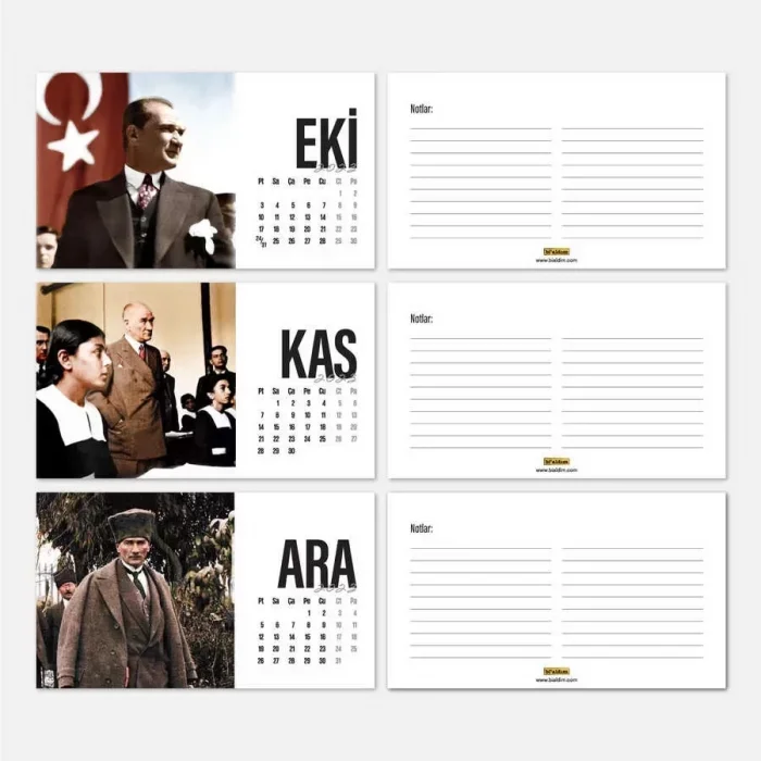 Atatürk Fotoğraflı Masa Takvimi - 2026 Takvimi