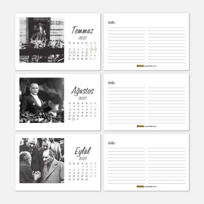 Atatürk Takvimi 2025 Masa Takvimi