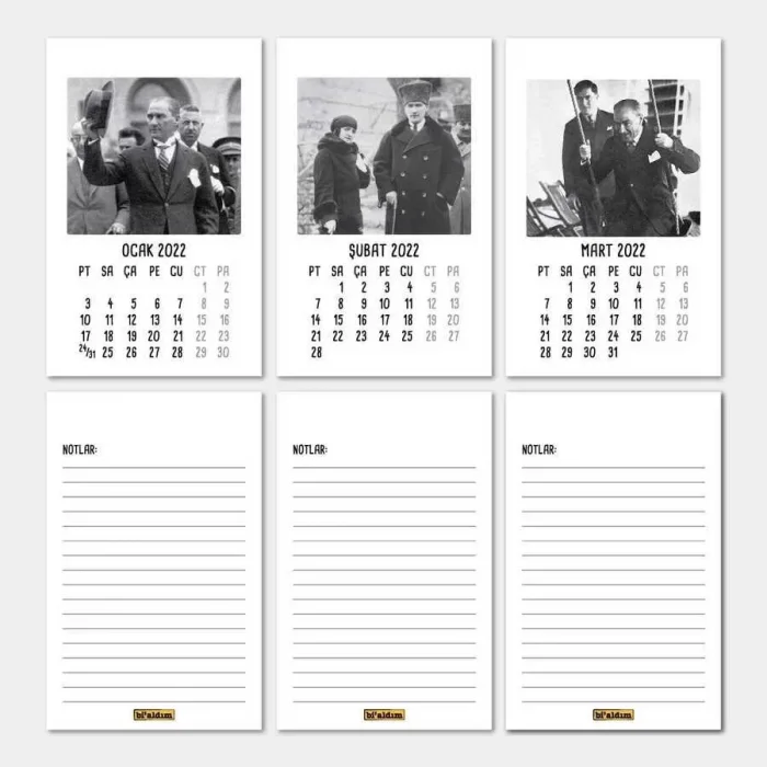 Atatürk Takvimi Haftalık Planlamalı 2025 Masa Takvimi Kırmızı