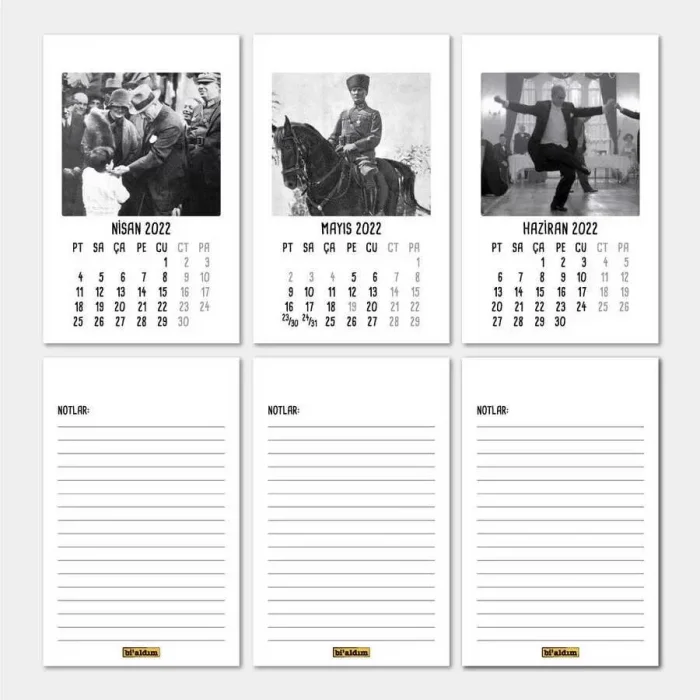 Atatürk Takvimi Haftalık Planlamalı 2025 Masa Takvimi Kırmızı