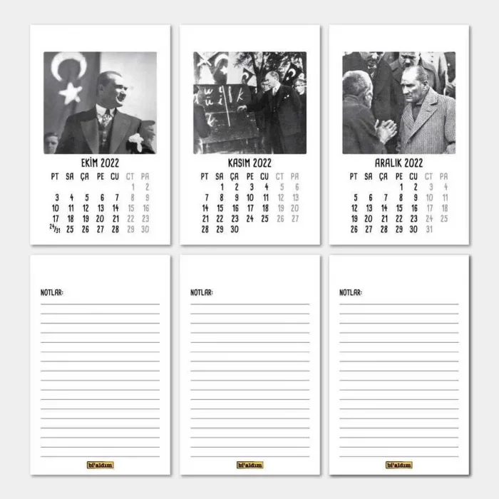Atatürk Takvimi Haftalık Planlamalı 2025 Masa Takvimi Kırmızı