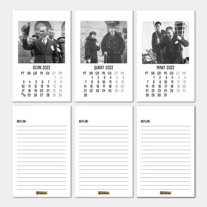 Atatürk Takvimi Haftalık Planlamalı 2026 Masa Takvimi Kırmızı