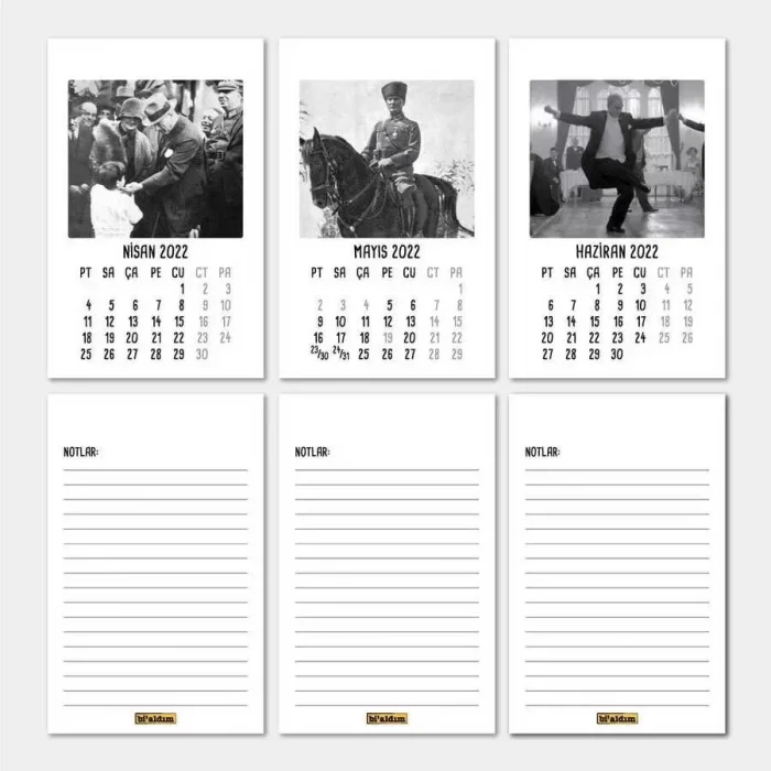 Atatürk Takvimi Haftalık Planlamalı 2026 Masa Takvimi Kırmızı