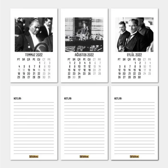 Atatürk Takvimi Haftalık Planlamalı 2026 Masa Takvimi Kırmızı