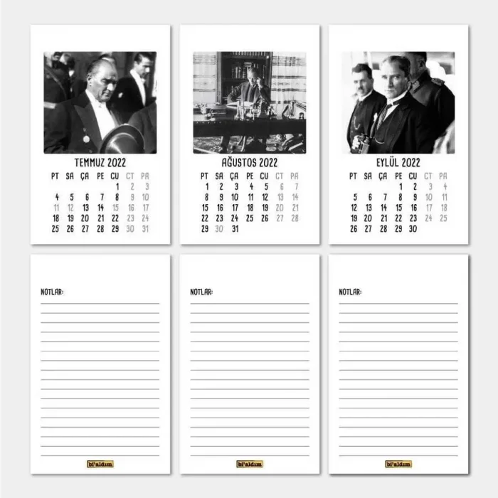 Atatürk Takvimi Haftalık Planlamalı 2027 Masa Takvimi Kırmızı