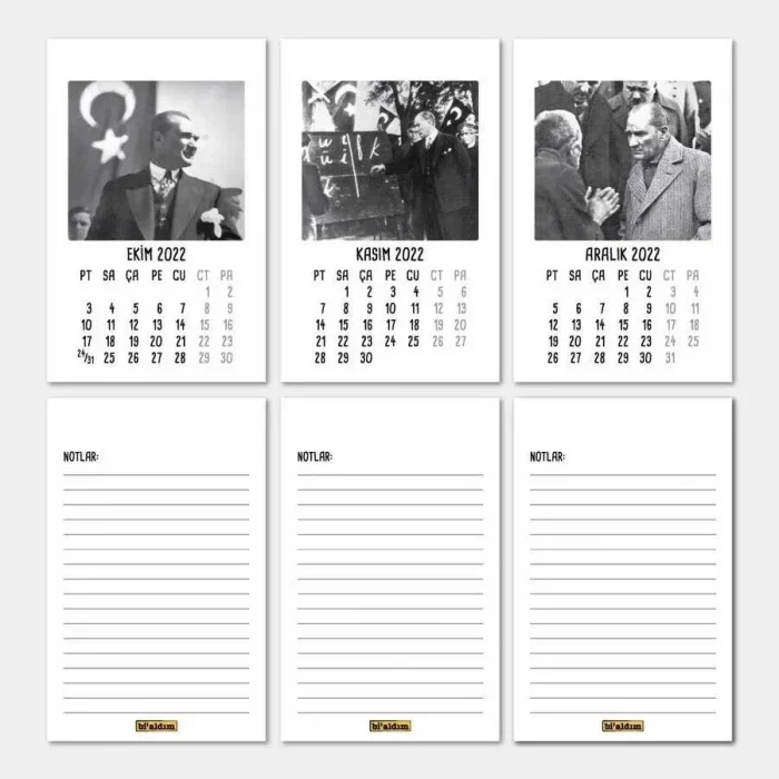 Atatürk Takvimi Haftalık Planlamalı 2027 Masa Takvimi Kırmızı
