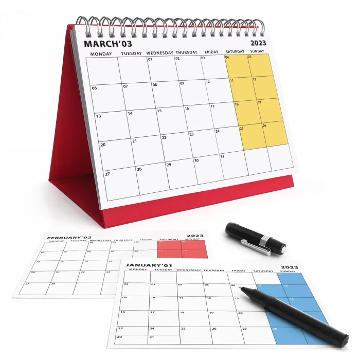 Aylık Planlamalı 2026 Masa Takvimi, 2026 Takvim, Kırmızı Üçgen Takvim