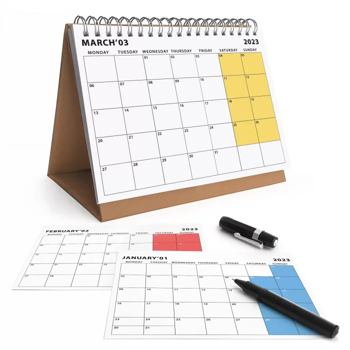 Aylık Planlamalı 2026 Masa Takvimi, 2026 Takvim, Kraft Üçgen Takvim