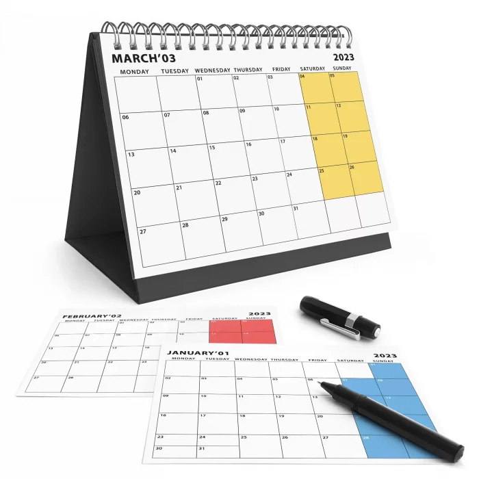 Aylık Planlamalı 2026 Masa Takvimi, 2026 Takvim, Siyah Üçgen Takvim