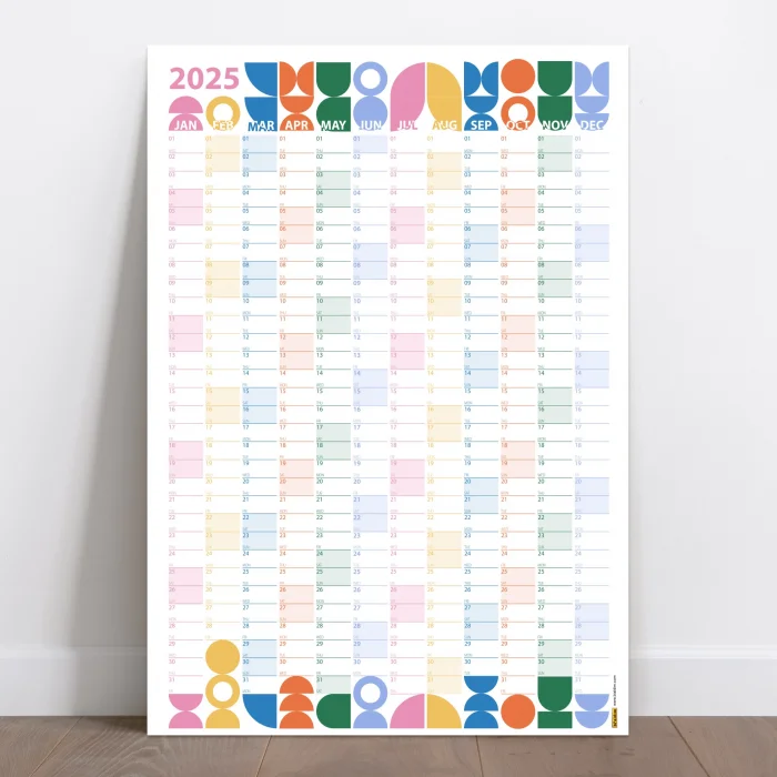 Bauhaus Art 2025 Duvar Takvimi, Yıllık Planlayıcı Takvim, Karnaval Renkleri