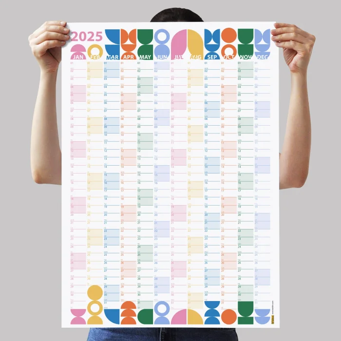 Bauhaus Art 2025 Duvar Takvimi, Yıllık Planlayıcı Takvim, Karnaval Renkleri