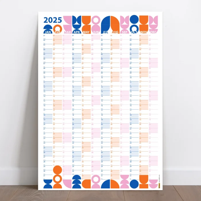 Bauhaus Art 2025 Duvar Takvimi, Yıllık Planlayıcı Takvim, Okyanus Mavisi