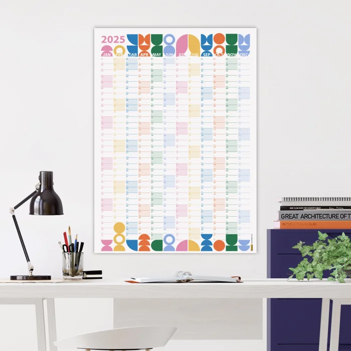 Bauhaus Art 2025 Duvar Takvimi, Yıllık Planlayıcı Takvim, Karnaval Renkleri