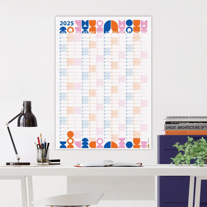 Bauhaus Art 2025 Duvar Takvimi, Yıllık Planlayıcı Takvim, Okyanus Mavisi