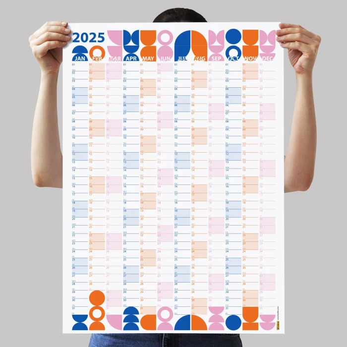 Bauhaus Art 2025 Duvar Takvimi, Yıllık Planlayıcı Takvim, Okyanus Mavisi