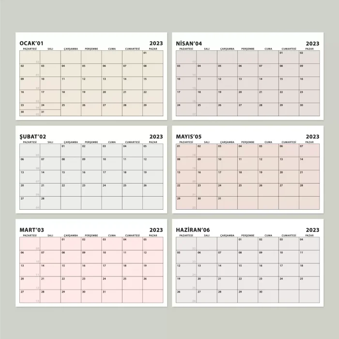 Boho Renk Aylık Planlama Masa Takvimi, 2025 Takvim, Minimalist Fonksiyonel Takvim - Siyah Renk