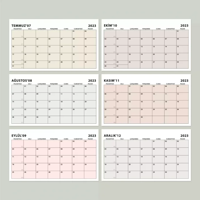 Boho Renk Aylık Planlama Masa Takvimi, 2027 Takvim, Minimalist Fonksiyonel Takvim - Kraft Ayak