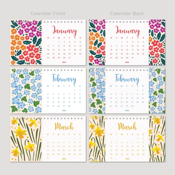 Çiçek Galerisi 2026 Masa Takvimi, Rengarenk Çiçekli Takvim, 2026 Desk Calendar, Flowers Calendar 2026, Floral Calendar