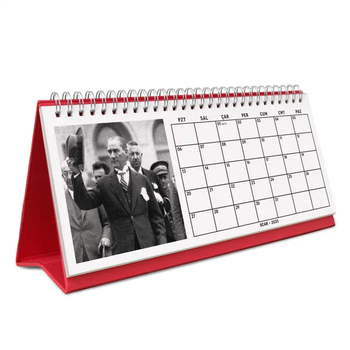 Çift Taraflı 2025 Atatürk Fotoğraflı Takvim, Aylık Planlayıcı Takvim, Büyük Ebat Masa Takvimi