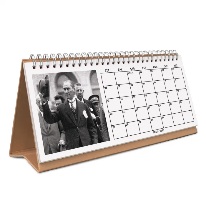 Çift Taraflı 2025 Atatürk Fotoğraflı Takvim, Aylık Planlayıcı Takvim, Büyük Ebat Masa Takvimi