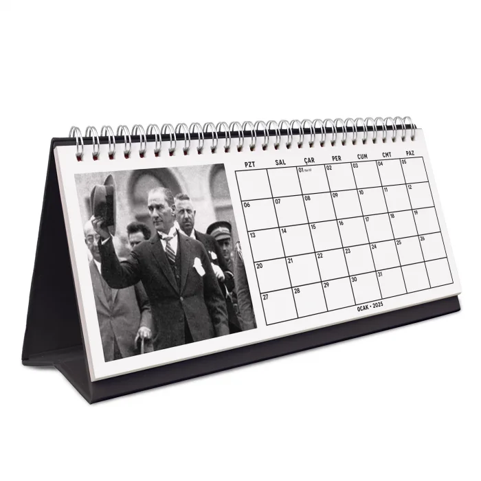Çift Taraflı 2026 Atatürk Fotoğraflı Takvim, Aylık Planlayıcı Takvim, Büyük Ebat Masa Takvimi