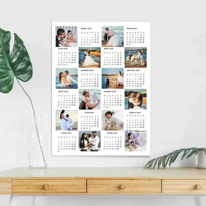 Çiftlere Özel Fotoğraflı 2025 Duvar Takvimi - 35x50cm Çerçevesiz