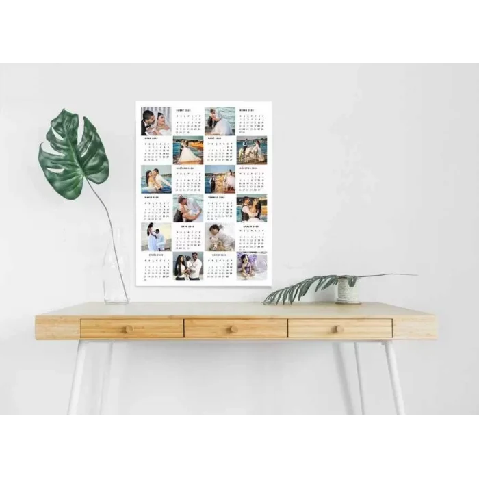 Çiftlere Özel Fotoğraflı 2025 Duvar Takvimi - 35x50cm Çerçevesiz