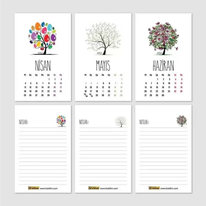 Dört Mevsim Ağaç Takvim Haftalık Planlayıcı 2026 Masa Takvimi Kırmızı