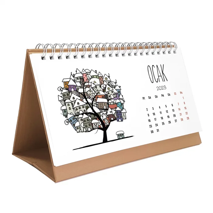 Dört Mevsim Ağaç Takvimi, 2025 Masa Takvimi, İlkbahar Yaz Sonbahar Kış Ağaç Resimli Takvim