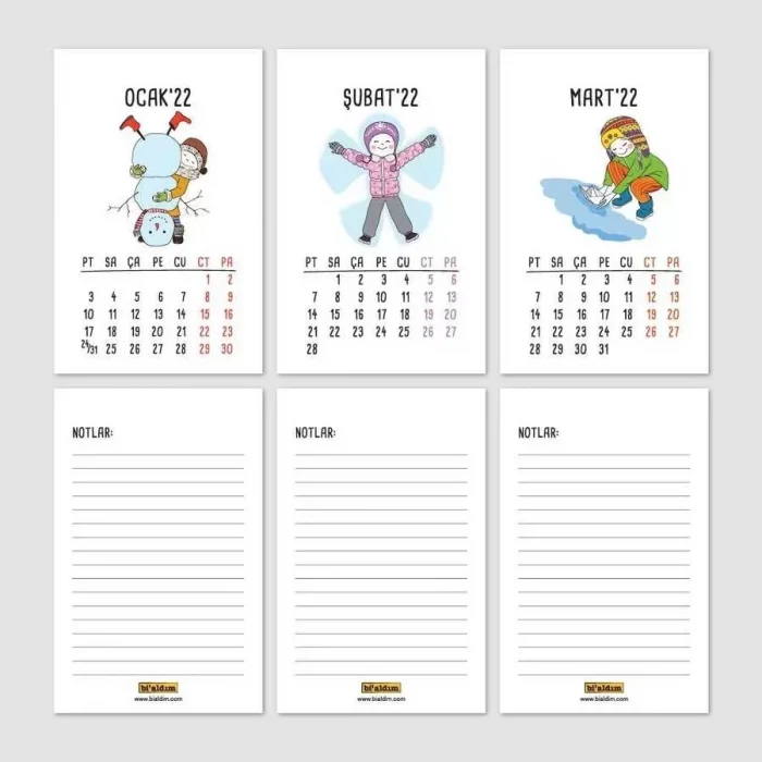 Dört Mevsim Konsept 2025 Takvim Sevimli Kız 2025 Masa Takvimi Kraft