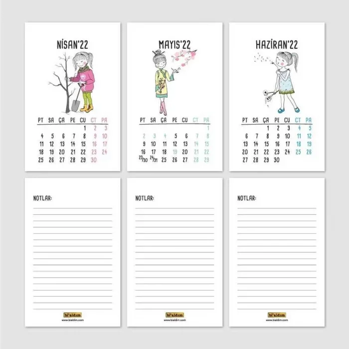 Dört Mevsim Konsept 2025 Takvim Sevimli Kız 2025 Masa Takvimi Kraft