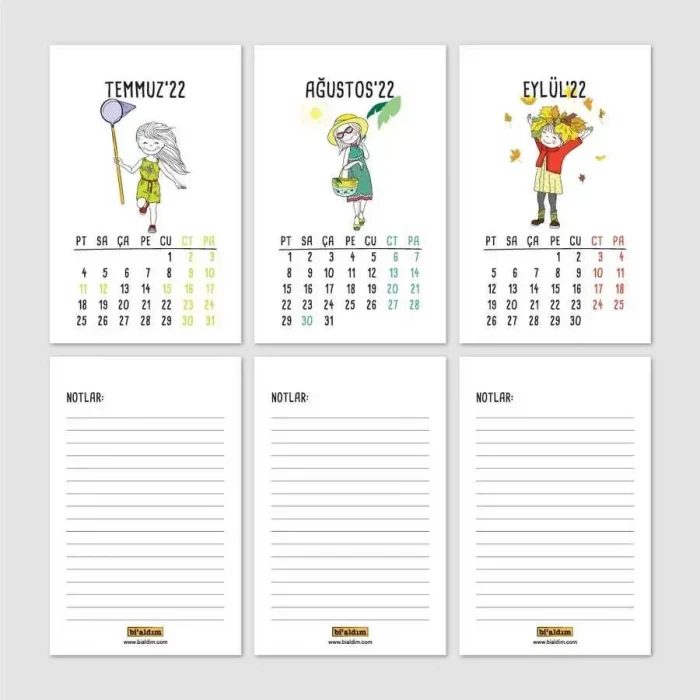 Dört Mevsim Konsept 2025 Takvim Sevimli Kız Masa Takvimi Kraft