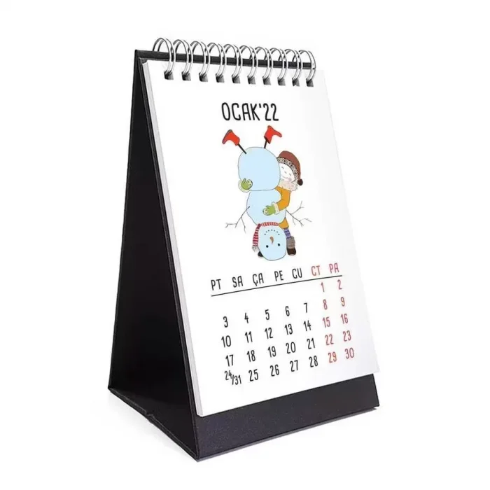 Dört Mevsim Konsept 2026 Takvim Sevimli Kız 2026 Masa Takvimi Siyah