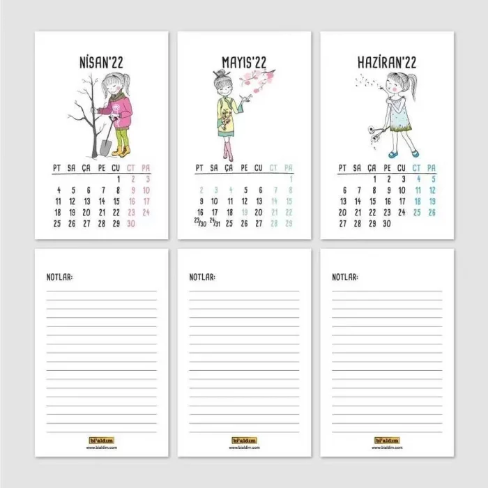 Dört Mevsim Konsept 2026 Takvim Sevimli Kız Masa Takvimi Kraft