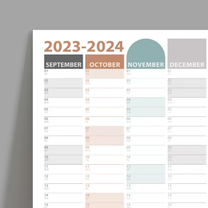 Eylül Başlangıç 2025-2026 Akademik Takvim, Boho Akademik Planlayıcı, Akademik Duvar Takvimi