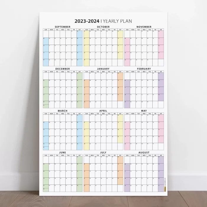 Eylül Başlangıç 2025 - 2026 Akademik Takvim, Pazar Günü Başlangıçlı Akademik Planlayıcı