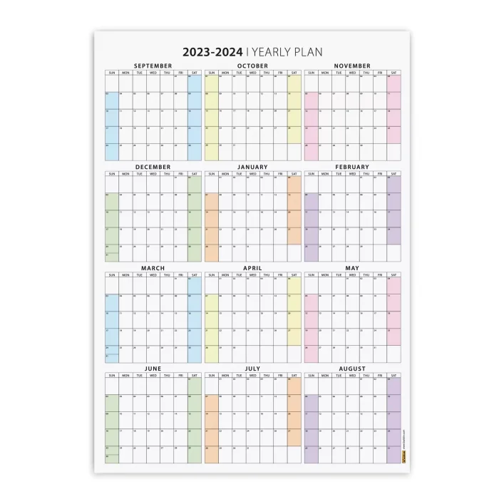 Eylül Başlangıç 2025 - 2026 Akademik Takvim, Pazar Günü Başlangıçlı Akademik Planlayıcı