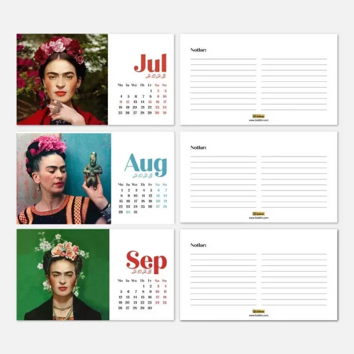 Frida Kahlo Masa Takvimi - 2026 Takvimi - Siyah Renk