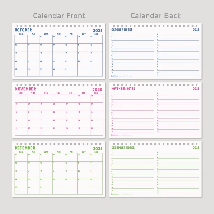 Gökkuşağı Renkler 2025 Aylık Planlayıcı Masa Takvimi, 2025 Masa Takvimi, Renkli Notluk Takvim, Rainbow 2025 Monthly Planner Desk Calendar