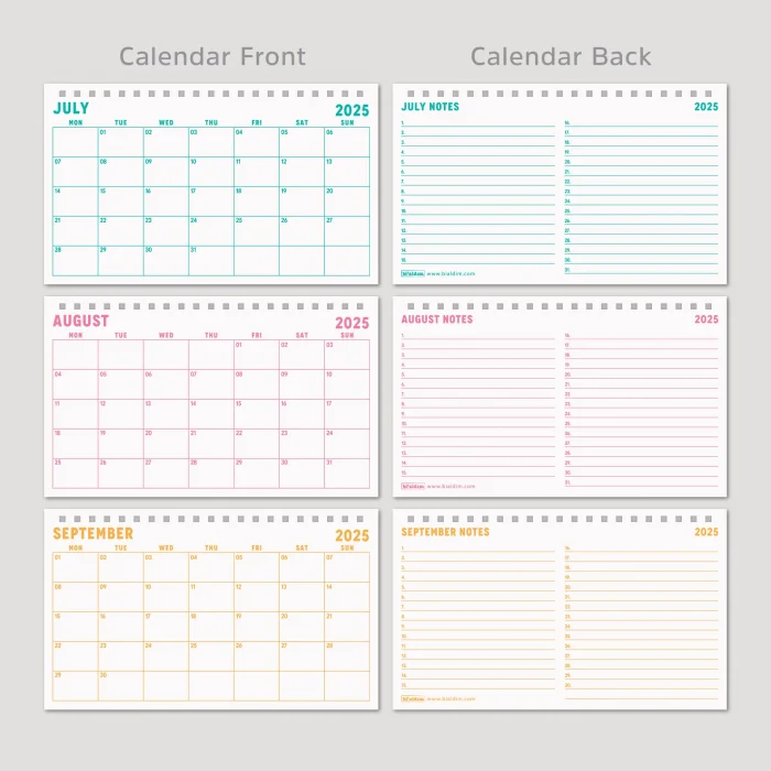 Gökkuşağı Renkler 2025 Aylık Planlayıcı Masa Takvimi, 2025 Masa Takvimi, Renkli Notluk Takvim, Rainbow 2025 Monthly Planner Desk Calendar