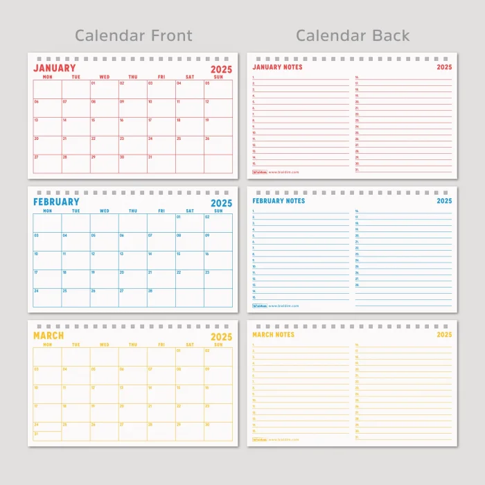 Gökkuşağı Renkler 2025 Aylık Planlayıcı Masa Takvimi, 2025 Masa Takvimi, Renkli Notluk Takvim, Rainbow 2025 Monthly Planner Desk Calendar