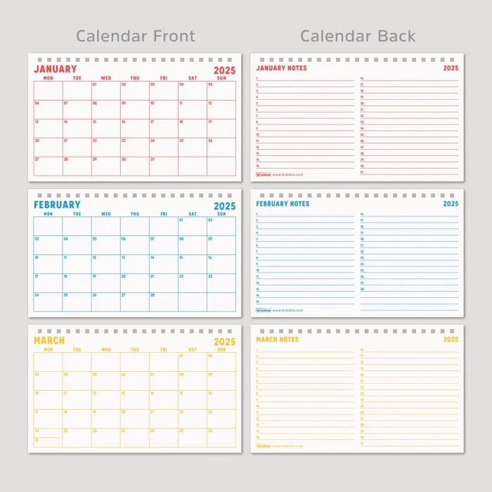 Gökkuşağı Renkler 2026 Aylık Planlayıcı Masa Takvimi, 2026 Masa Takvimi, Renkli Notluk Takvim, Rainbow 2026 Monthly Planner Desk Calendar