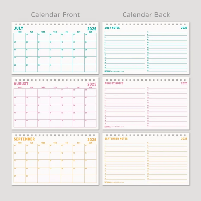 Gökkuşağı Renkler 2026 Aylık Planlayıcı Masa Takvimi, 2026 Masa Takvimi, Renkli Notluk Takvim, Rainbow 2026 Monthly Planner Desk Calendar