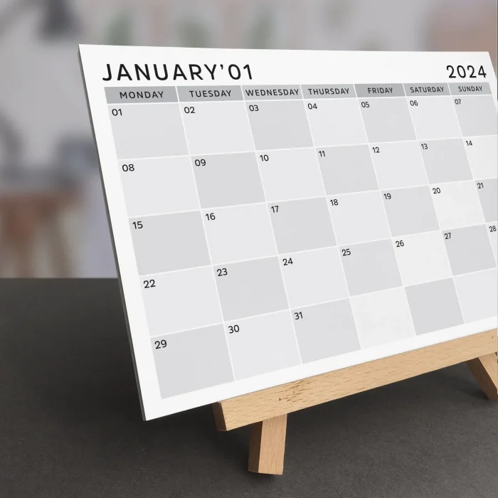 Grinin Tonları 2027 Masa Takvimi, Ahşap Şövale Masa Takvimi, Aylık Planlamalı Takvim, 2027 Takvim, Yapılacaklar Listesi(Arka Sayfalar)