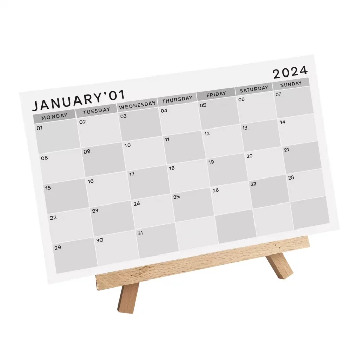 Grinin Tonları 2027 Masa Takvimi, Ahşap Şövale Masa Takvimi, Aylık Planlamalı Takvim, 2027 Takvim, Yapılacaklar Listesi(Arka Sayfalar)